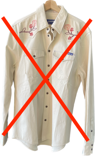 Einzelteil Hemd Ecru Schmal XL mit Schulterpattenstick vorne und hinten